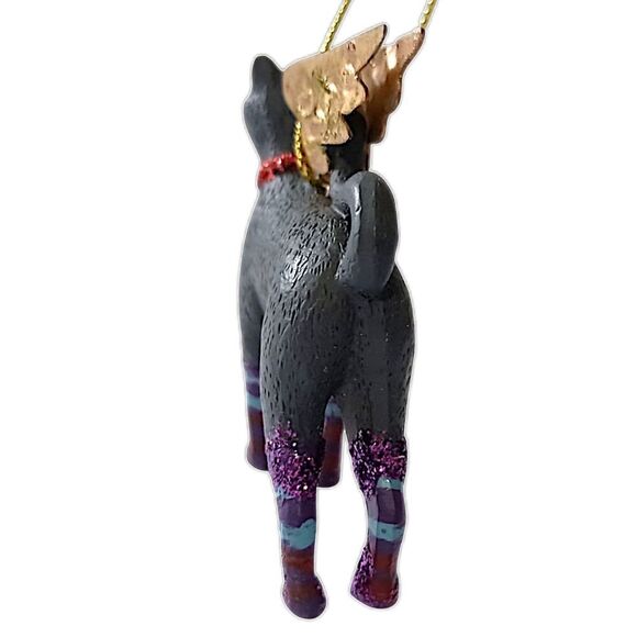 Black Cat Angel Wings‎ Ornament Christmas Holiday Mystical Witchy Gold Glittery - Picture 8 of 16